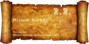Micsek Mirkó névjegykártya